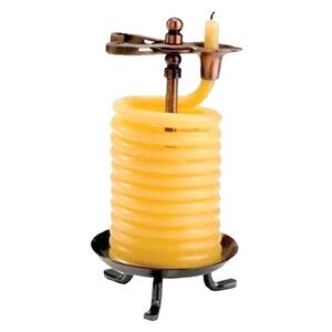 Bees wax Yellow Coil 48 hour Candle with Holder